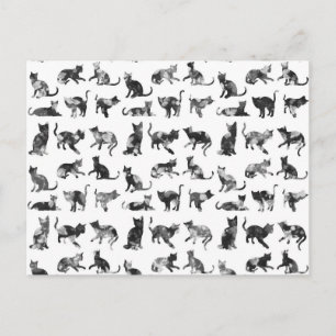 Vintage Svartvit blommigt mönster Vykort