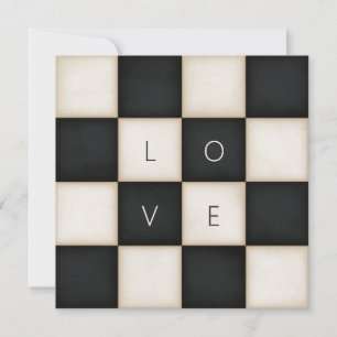 Vintage Svartvit Checkers Anpassningsbar Brev Tack Kort