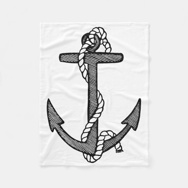 Vintage Svartvit fästpunkt och Rope Fleecefilt (Framsidan)