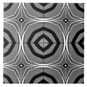 Vintage svartvit geometrisk mönster kakelplatta