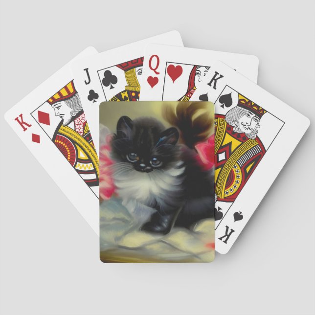 Vintage Svartvit kattfärg Casinokort (Baksidan)