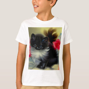 Vintage Svartvit kattfärg T Shirt