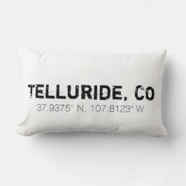 Vintage Svartvit stad och koordinater Lumbarkudde