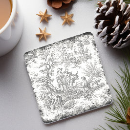 Vintage svartvit träd-toile de jouy tryckt stenunderlägg