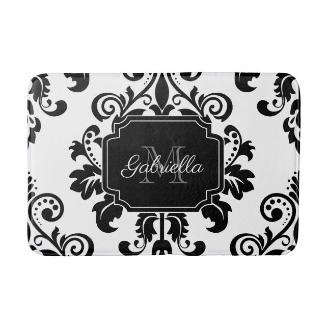 Vintage Svartvitt Badrumsmatta (Framsidan)