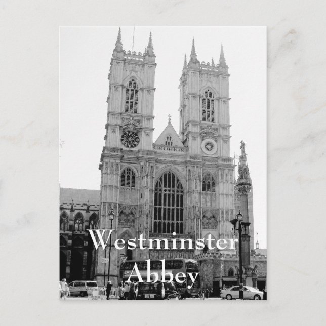 Vintage - svartvitt Westminster Abbey vykort (Framsida)