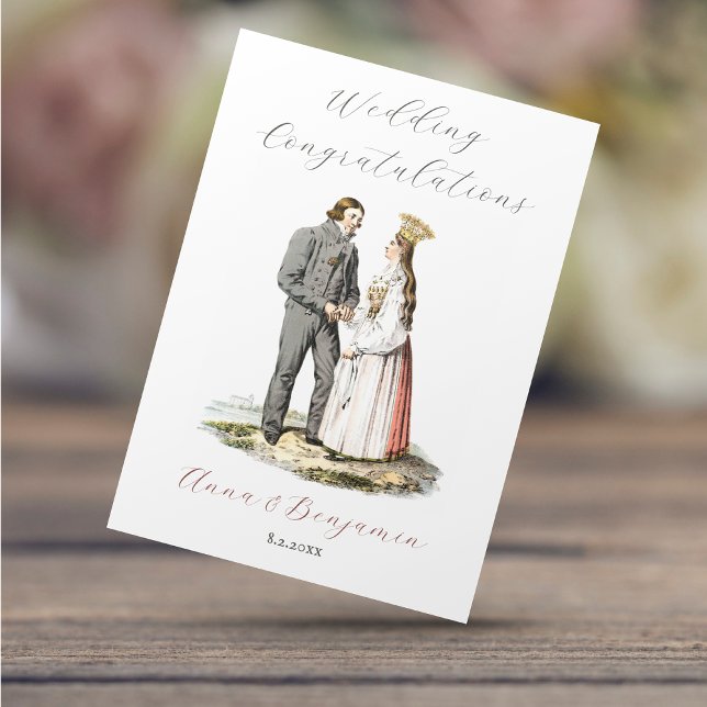 Vintage Svenska Bröllop par Grattis Kort (Skapare uppladdad)