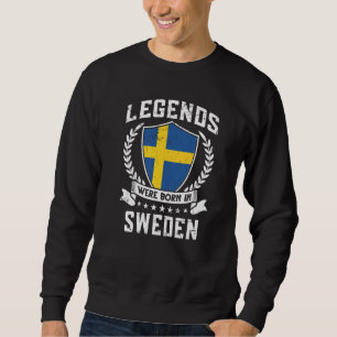 Vintage svenska flagglegender föddes i Sverige Lång Ärmad Tröja