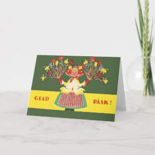 Vintage Svenska Påsk Blommor Glad Pask Helgkort