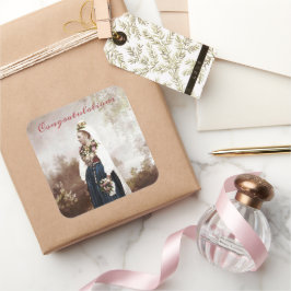 Vintage svenska traditionella Dalarna bröllop Fyrkantigt Klistermärke