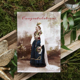 Vintage Svenskt Dalarna Gammaldags Bröllop Anteckningskort
