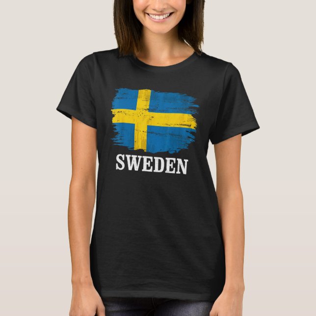 Vintage Sverige Flagga för svenska T Shirt (Framsida)