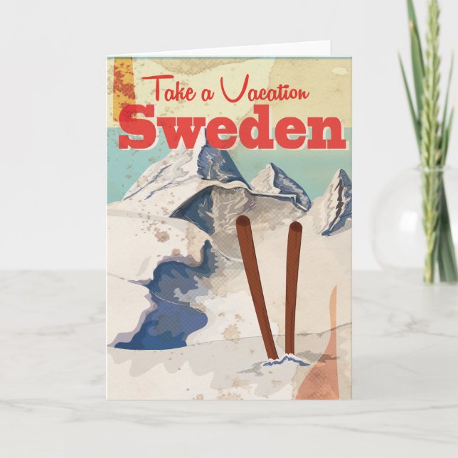 Vintage Sverige Resa Affisch Helgkort (Framsida)