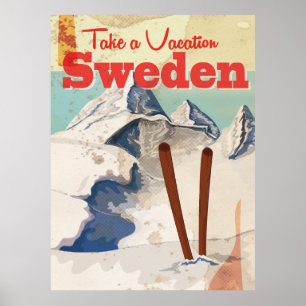 Vintage Sverige Travel Poster