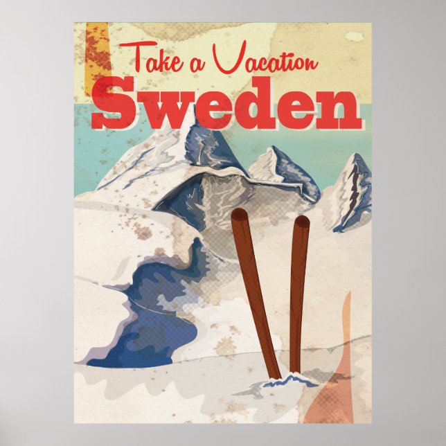 Vintage Sverige Travel Poster (Framsidan)