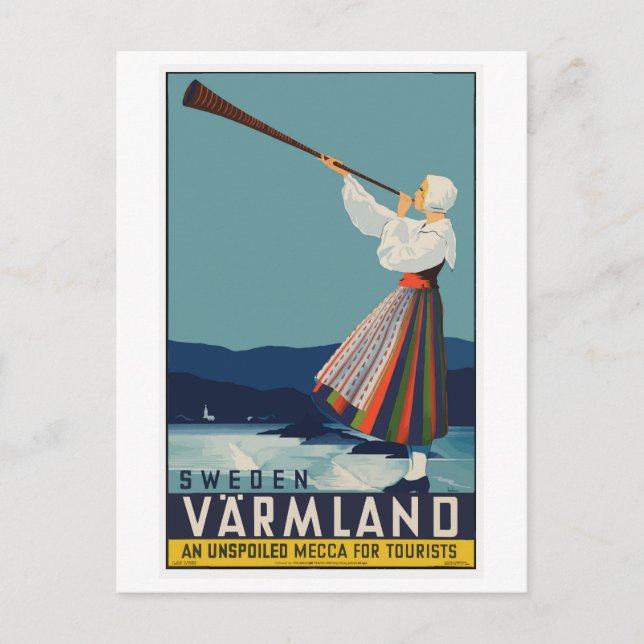 Vintage Sverige Travel Poster Vykort (Framsida)