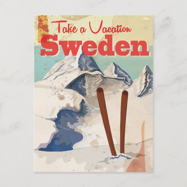Vintage Sverige Travel Poster Vykort (Framsida)