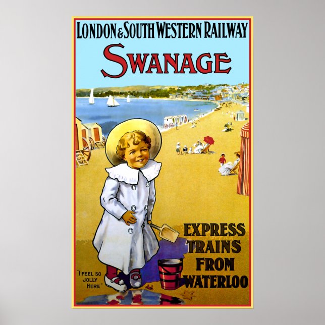Vintage Swanage Rail Travel Poster (Framsidan)