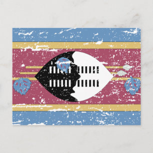 Vintage Swaziland Flagga Vykort