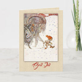 Vintage Swedish Yule Goat and Elf Helgkort