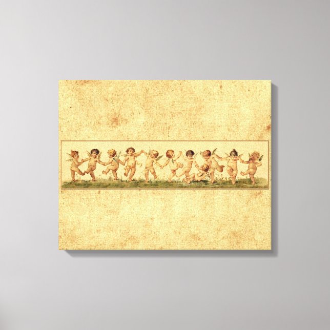 Vintage Sweet dansar lyckligtvis Cherubs Canvastryck (Framsida)