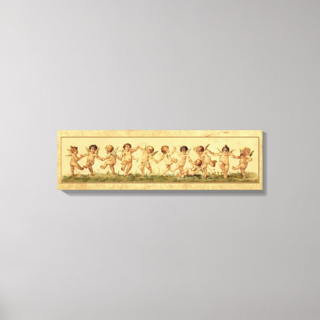 Vintage Sweet dansar lyckligtvis Cherubs Canvastryck (Framsida)