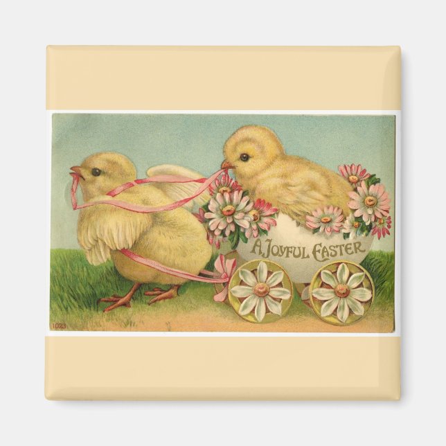 Vintage Sweet Fluffy Chick Påsk Magnet (Framsidan)