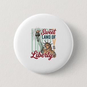 Vintage Sweet Land of Liberty Patriotisk T-Shirt D Knapp
