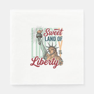 Vintage Sweet Land of Liberty Patriotisk T-Shirt D Pappersservett