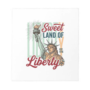 Vintage Sweet Land of Liberty Patriotisk Tröja Des Anteckningsblock