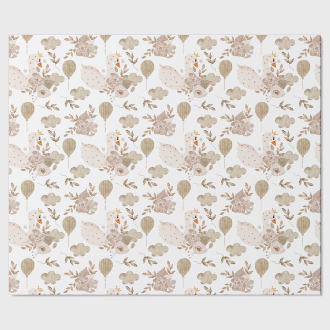 Vintage Sweet Svan, Blommigt Bouquet, ballonger Presentpapper (Seam)