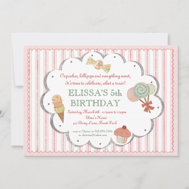 Vintage Sweet Treats Party-inbjudan Inbjudningar (Framsida)