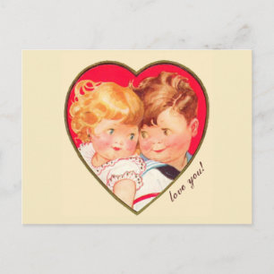 Vintage Sweethearts Valentine Helg Vykort