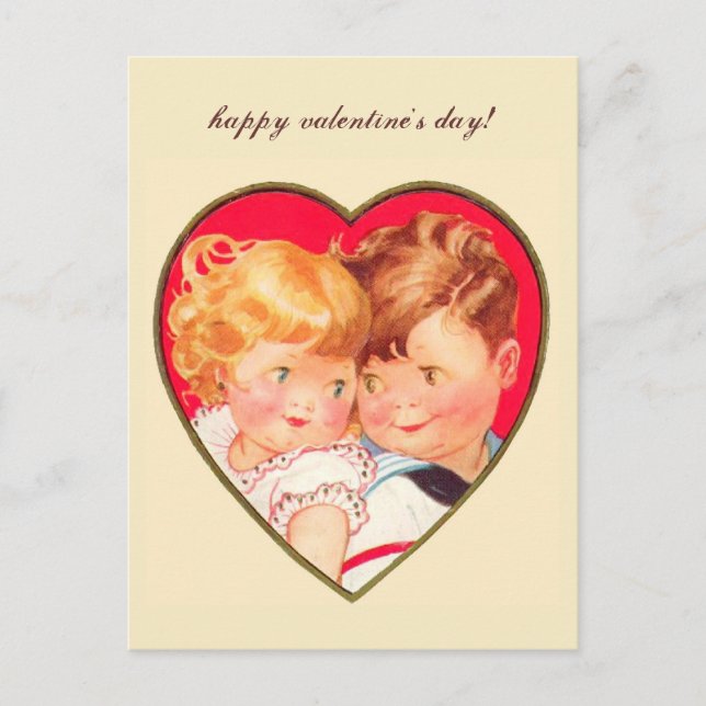 Vintage Sweethearts Valentine Helg Vykort (Framsida)
