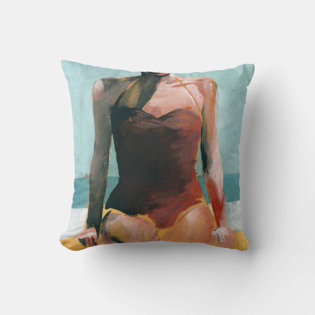 Vintage Swim - Röd badklänning Kudde (Framsida)