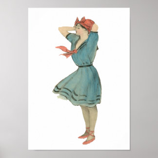 Vintage Swimdress Girl Poster