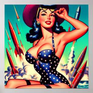 Vintage Swimdress Pin-up Poster