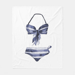 Vintage Swimdress Stripe Bikini Blanket Fleecefilt