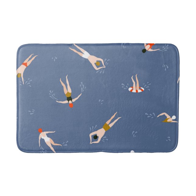 Vintage Swimmers Mönster Badrumsmatta (Framsidan)