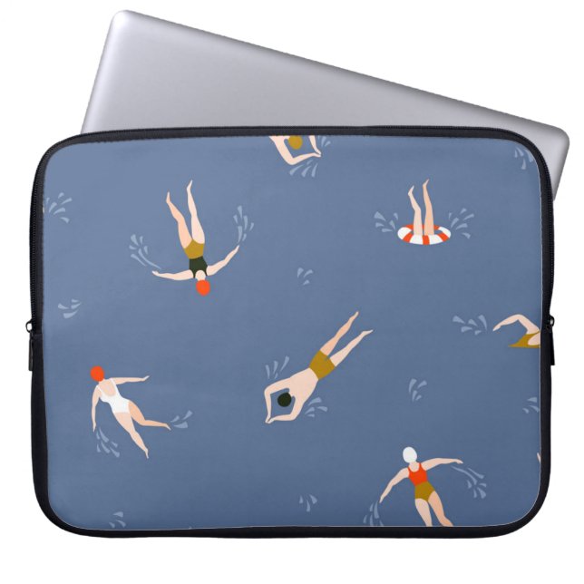 Vintage Swimmers Mönster Laptop Fodral (Framsidan)