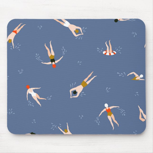 Vintage Swimmers Mönster Musmatta (Framsidan)