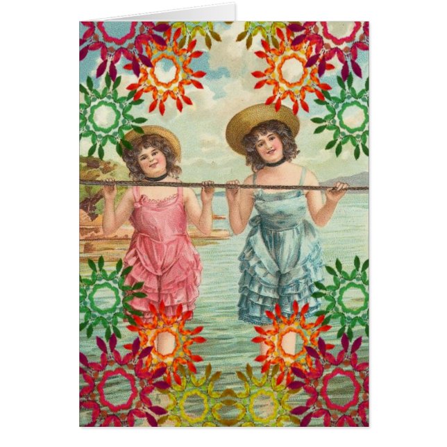 Vintage Swimwear Hälsningskort (Framsidan)
