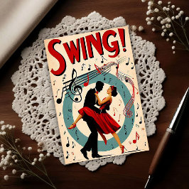 Vintage Swing Dance Night Vykort