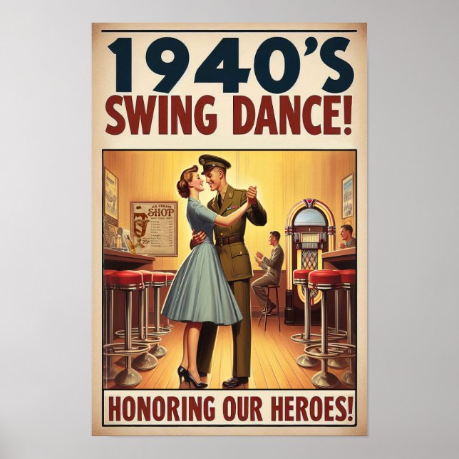 Vintage Swing Dance Salute to Military Service Poster (Framsidan)