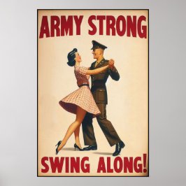 Vintage Swing Dance Salute to Military Service Poster