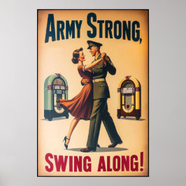 Vintage Swing Dance Salute to Military Service Poster