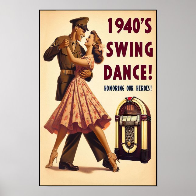 Vintage Swing Dance Salute to Military Service Poster (Framsidan)