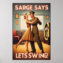 Vintage Swing Dance Salute to Military Service Poster