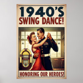 Vintage Swing Dance Salute to Military Service Poster