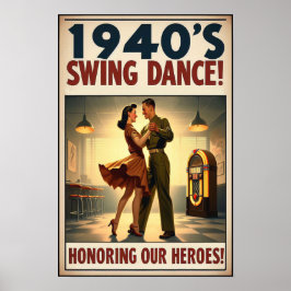 Vintage Swing Dance Salute to Military Service Poster